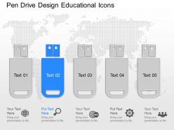 App pen drive design educational icons powerpoint template