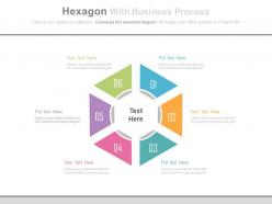 App six hexagons with business process analysis flat powerpoint design