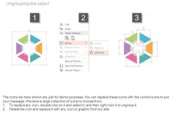App six hexagons with business process analysis flat powerpoint design