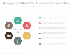 app Six Staged Hexagonal Chart For Financial Process Flow And Communication Flat Powerpoint Design