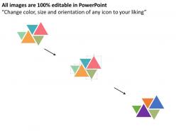 App triangles with percentage for timeline formation flat powerpoint design