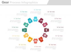 App twelve staged gear process infographics flat powerpoint design