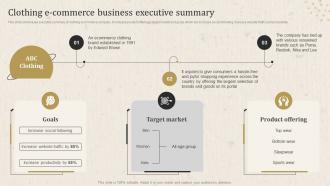 Apparel Business Operational Plan Clothing E Commerce Business Executive Summary