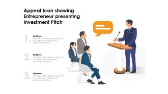 Appeal icon showing entrepreneur presenting investment pitch