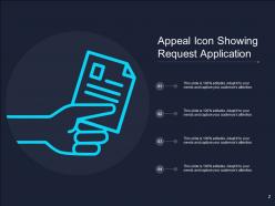 Appeal Icon Showing Request Application Business Promotion Activities Powerpoint Presentation Slides