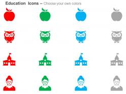 Apple owl school teacher ppt icons graphics