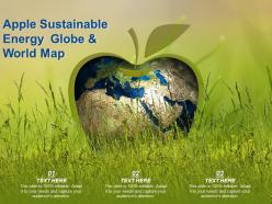 Apple sustainable energy globe and world map