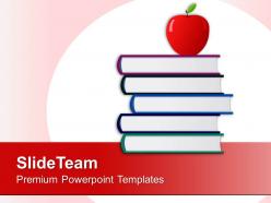 Apple with stack of books education powerpoint templates ppt themes and graphics 0213