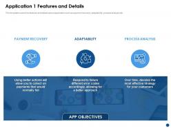 Application 1 features and details enterprise software company ppt infographics grid