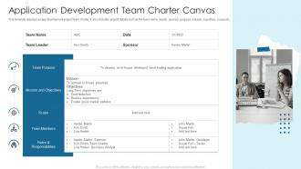 Application Development Team Charter Canvas