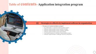 Application Integration Program Table Of Contents Ppt Slides