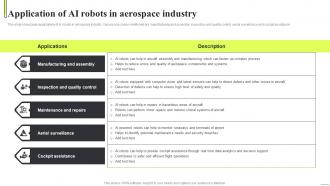 Application Of AI Robots In Aerospace Industry Robot Applications Across AI SS
