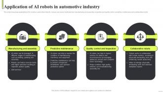 Application Of AI Robots In Automotive Industry Robot Applications Across AI SS