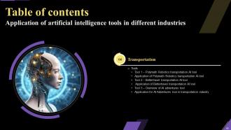 Application Of Artificial Intelligence Tools In Different Industries Powerpoint Presentation Slides AI CD V Informative Visual