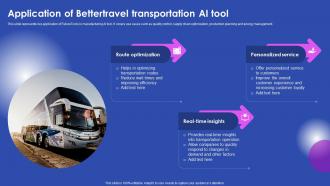Application Of Better Travel Transportation Ai Tool Ai Enabled Solutions Used In Top AI SS V