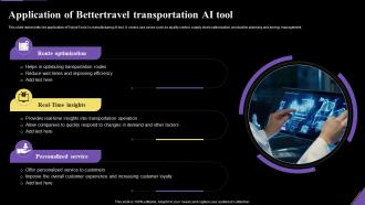 Application Of Better Travel Transportation Ai Tool Application Of Artificial Intelligence AI SS V