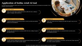 Application Of Botika Retail AI Tool Introduction And Use Of AI Tools In Different AI SS