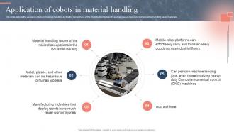 Application Of Cobots In Material Handling Ppt Powerpoint Presentation Styles Slide
