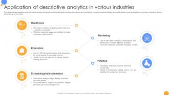 Application Of Descriptive Analytics In Mastering Data Analytics A Comprehensive Data Analytics SS