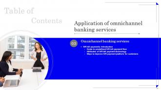 Application Of Omnichannel Banking Services Powerpoint Presentation Slides Professional Editable