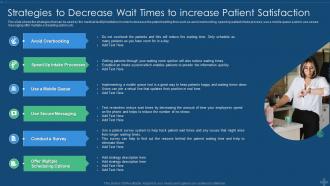 Application of patient satisfaction strategies to decrease wait times to increase patient satisfaction