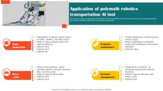 Application Of Polymath Robotics Impact Of Ai Tools In Industrial AI SS V