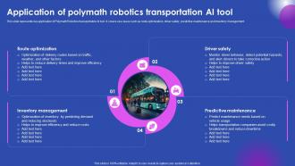 Application Of Polymath Robotics Transportation Ai Tool Ai Enabled Solutions Used In Top AI SS V