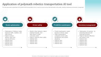 Application Of Polymath Robotics Transportation Ai Tool Popular Artificial Intelligence AI SS V