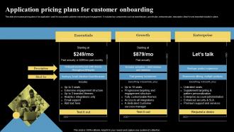 Application Pricing Plans For Customer Onboarding