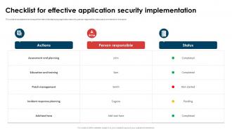 Application Security Implementation Plan Checklist For Effective Application Security Implementation