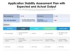 Application stability assessment plan with expected and actual output