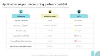 Application Support Outsourcing Partner Checklist