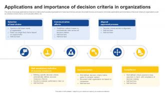 Applications And Importance Of Decision Criteria In Organizations