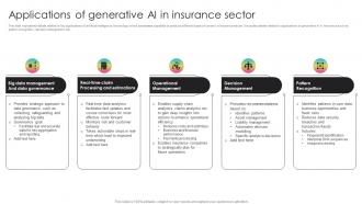 Applications Of Generative AI In Insurance Sector Generative AI Transforming Insurance ChatGPT SS V