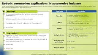 Applications Of Industrial Robotic Systems Robotic Automation Applications In Automotive Industry