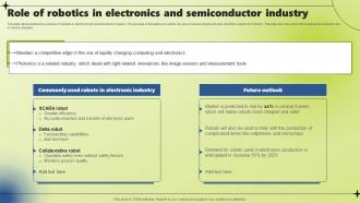Applications Of Industrial Robotic Systems Role Of Robotics In Electronics And Semiconductor Industry