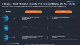 Applications Of IOT Challenges Faced While Implementing Predictive Maintenance IOT SS