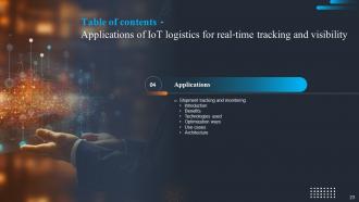 Applications Of IoT Logistics For Real Time Tracking And Visibility Powerpoint Presentation Slides IoT CD Impactful Impressive
