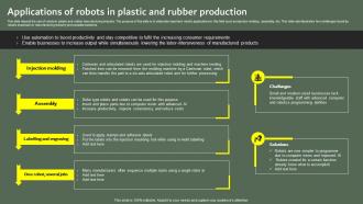 Applications Of Robots In Plastic And Rubber Optimizing Business Performance Using Industrial Robots IT