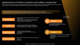 Applications Of Robots In Plastic And Rubber Production Applications Of Industrial Robots IT