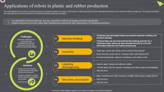 Applications Of Robots In Plastic And Rubber Robotic Automation Systems For Efficient