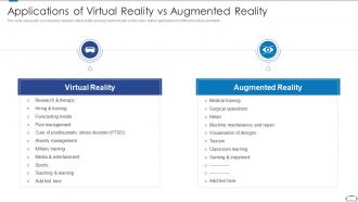 Applications of virtual reality vs augmented reality ppt powerpoint file show