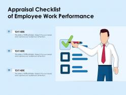 Appraisal checklist of employee work performance
