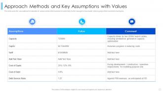 Approach Methods And Key Assumptions With Values