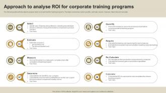 Approach To Analyse ROI For Corporate Training Programs