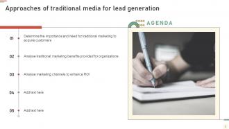 Approaches of Traditional Media for Lead Generation powerpoint presentation slides MKT CD