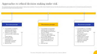 Approaches To Ethical Decision Making Under Risk