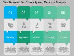 apt Five Banners For Creativity And Success Analysis Flat Powerpoint Design
