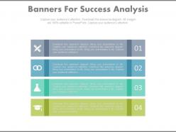 Apt four banners for success analysis and management flat powerpoint design