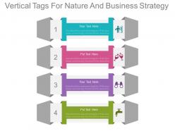 Apt four staged vertical tags for nature and business strategy flat powerpoint design